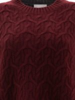 "Ganni" pull femme bicolore bordeaux en laine et cachemire – Image 3