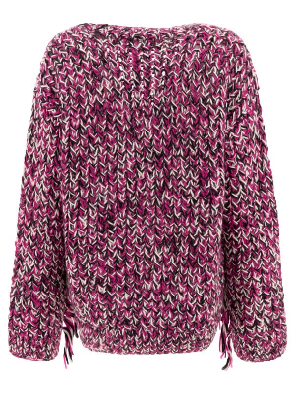 "Ganni" cardigan femme violet en laine tricoté main coupe oversize – Image 2