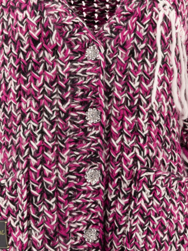 "Ganni" cardigan femme violet en laine tricoté main coupe oversize – Image 3