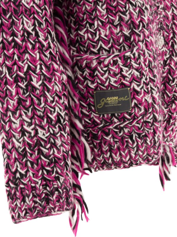 "Ganni" cardigan femme violet en laine tricoté main coupe oversize – Image 4