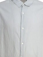 "Kaptain Sunshine" chemise homme blanche à rayures bleues en coton – Image 3