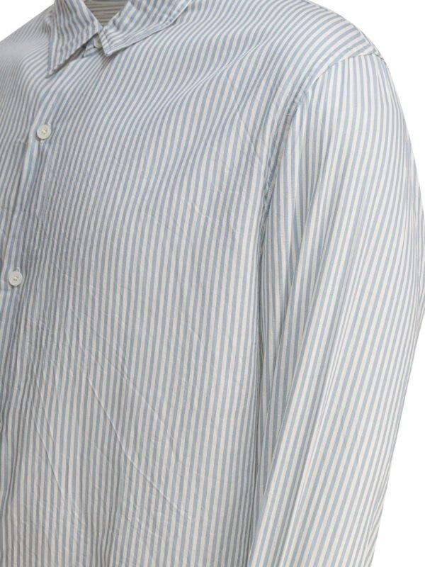 "Kaptain Sunshine" chemise homme blanche à rayures bleues en coton – Image 4