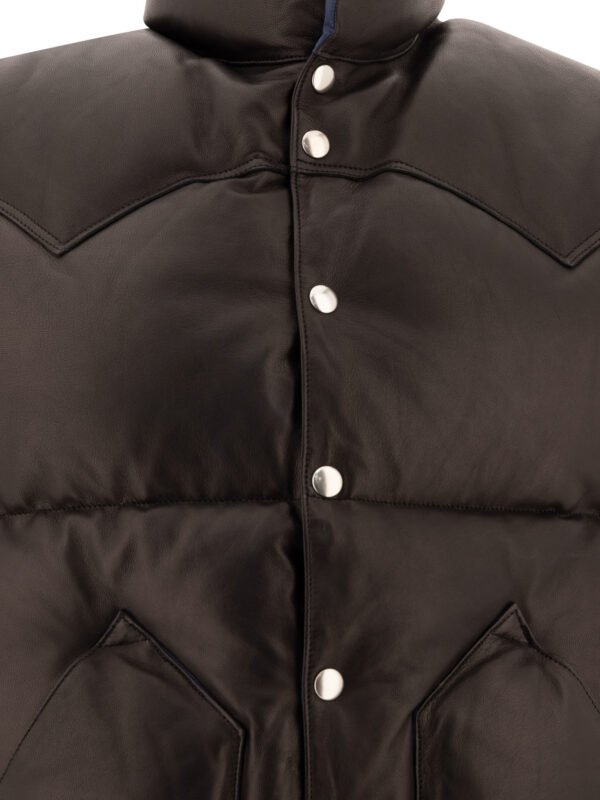 "Kaptain Sunshine" Veste homme noire en cuir avec rembourrage duvet coupe regular – Image 3