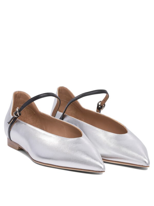"Lella Baldi" ballerines argentées en cuir pour femme – Image 2