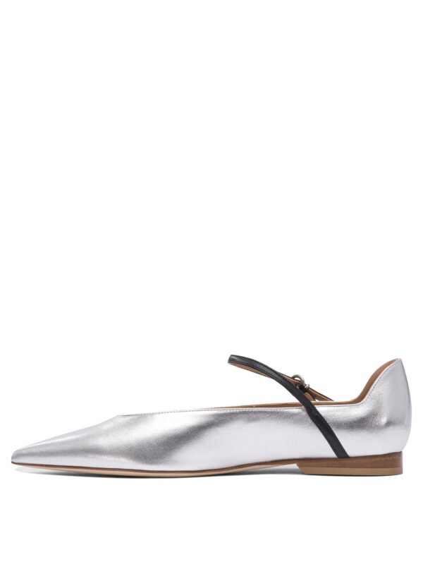 "Lella Baldi" ballerines argentées en cuir pour femme – Image 3