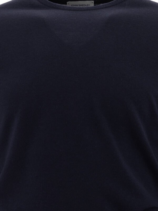 "John Smedley" pull homme bleu Lundy en laine mérinos – Image 3