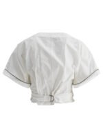 "Brunello Cucinelli" top blanc en coton pour femme – Image 2