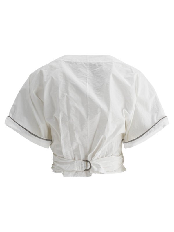 "Brunello Cucinelli" top blanc en coton pour femme – Image 2