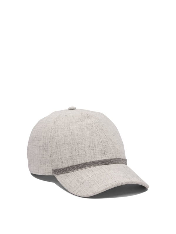 "Brunello Cucinelli" casquette femme grise lin - Image 2