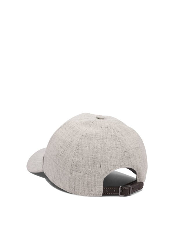 "Brunello Cucinelli" casquette femme grise lin - Image 3