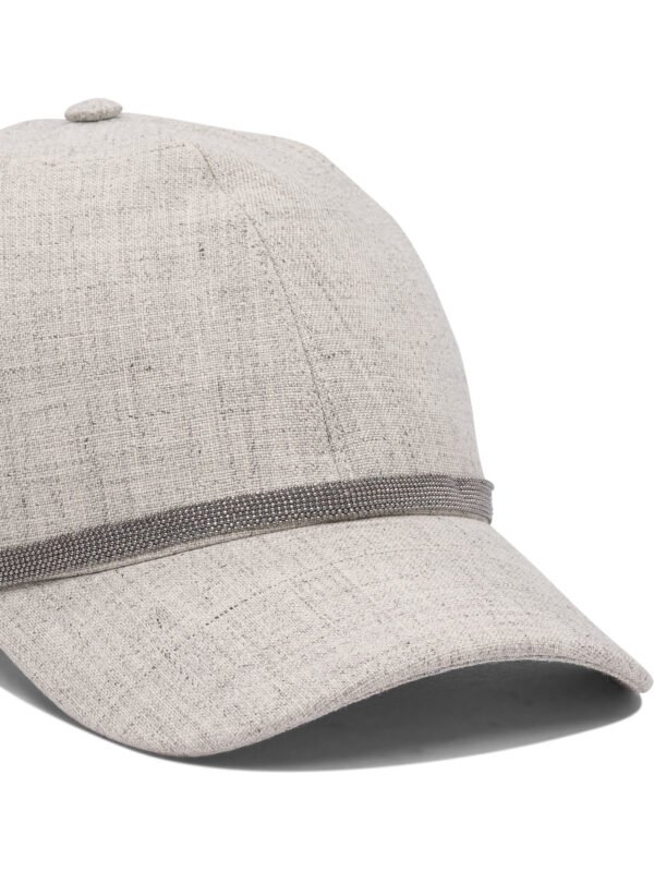 "Brunello Cucinelli" casquette femme grise lin - Image 4