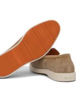 "Santoni" Mocassins homme beiges en suède avec semelle en caoutchouc - Image 5