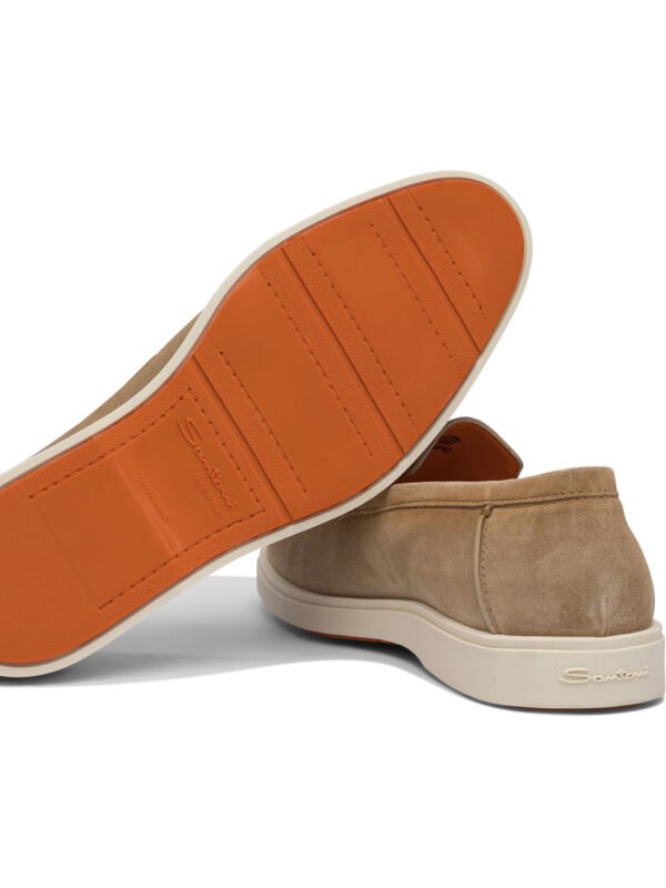 "Santoni" Mocassins homme beiges en suède avec semelle en caoutchouc - Image 5
