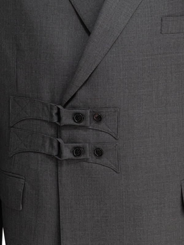 "Thom Browne" blazer homme gris en laine coupe tailored - Image 3