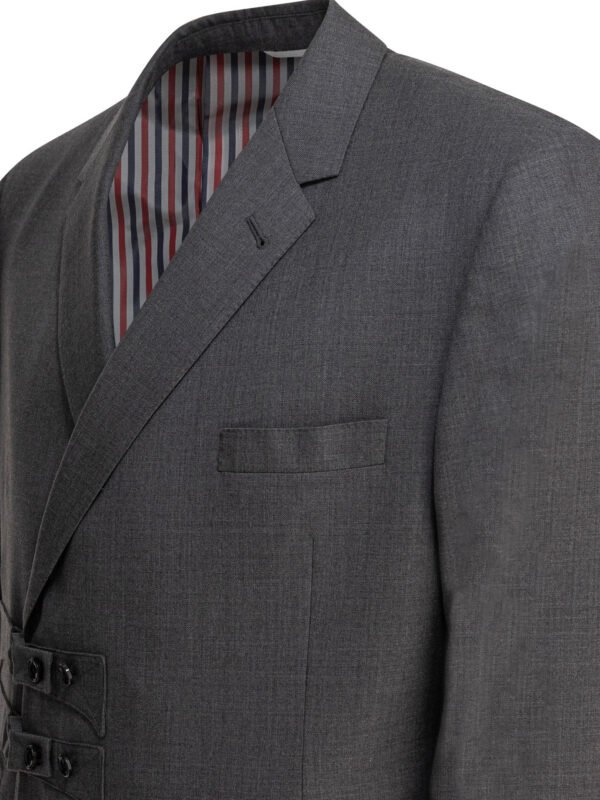 "Thom Browne" blazer homme gris en laine coupe tailored - Image 4