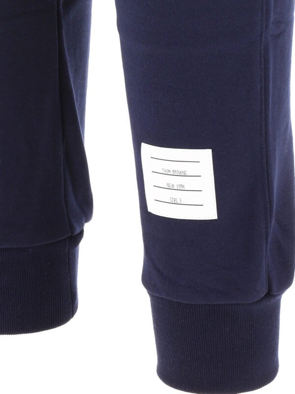"Thom Browne" pantalon de jogging homme bleu en coton coupe regular – Image 4
