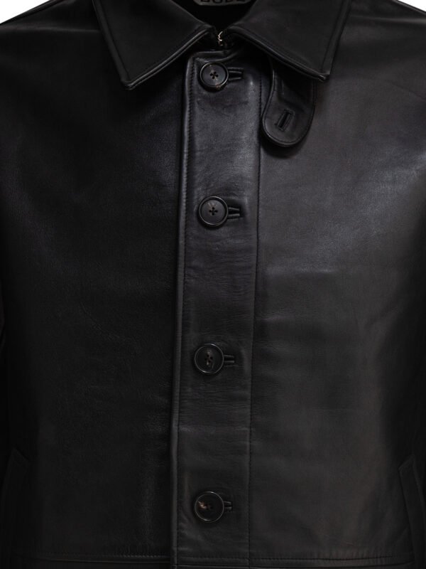 "Bode" Veste homme noire en cuir de vache coupe regular – Image 3