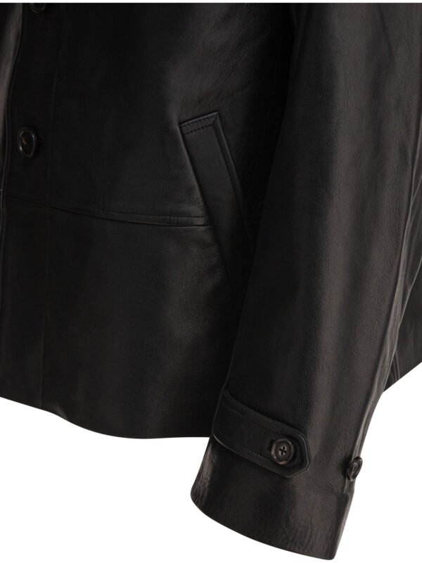 "Bode" Veste homme noire en cuir de vache coupe regular – Image 4