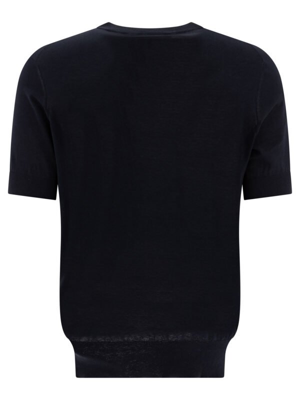 "Brunello Cucinelli" t-shirt homme bleu en maille fine coton et soie – Image 2