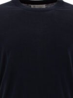 "Brunello Cucinelli" t-shirt homme bleu en maille fine coton et soie – Image 3