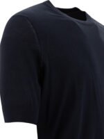 "Brunello Cucinelli" t-shirt homme bleu en maille fine coton et soie – Image 4