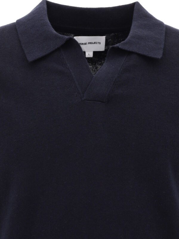 "Norse Projects" polo homme bleu Leif en lin et coton – Image 3