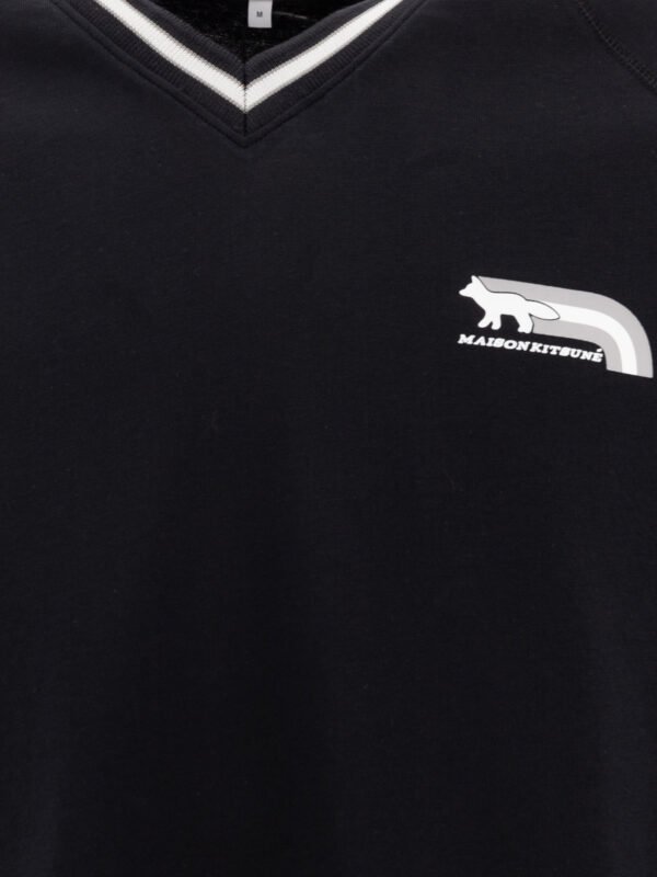 "Maison Kitsuné" t-shirt homme noir Flash Fox manches longues raglan en coton – Image 3