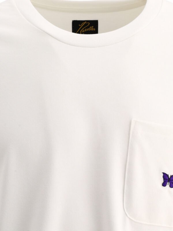 "Needles" t-shirt manches longues blanc coton homme coupe relaxed – Image 3