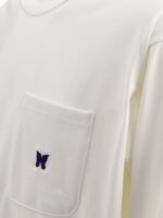 "Needles" t-shirt manches longues blanc coton homme coupe relaxed – Image 4