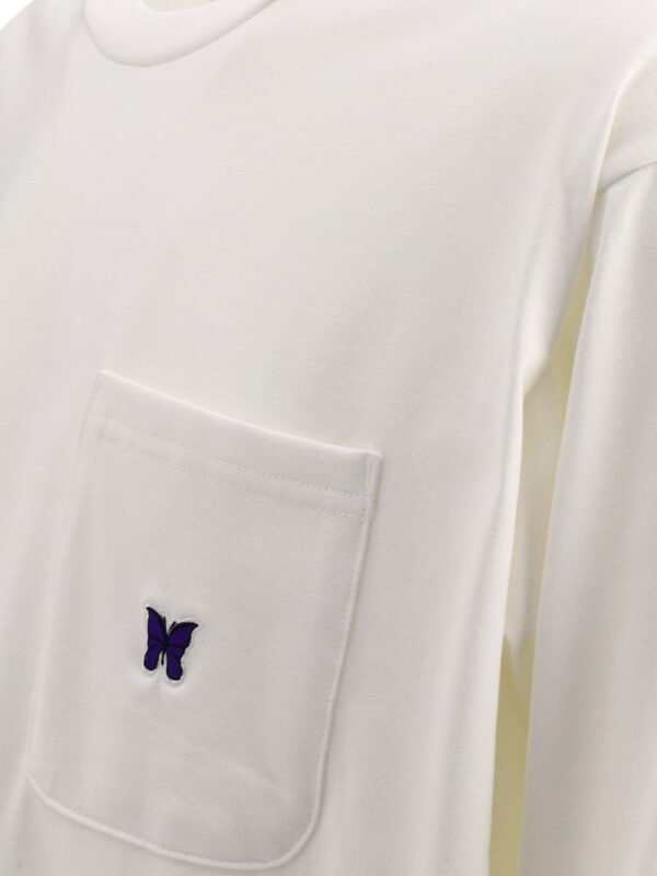 "Needles" t-shirt manches longues blanc coton homme coupe relaxed – Image 4