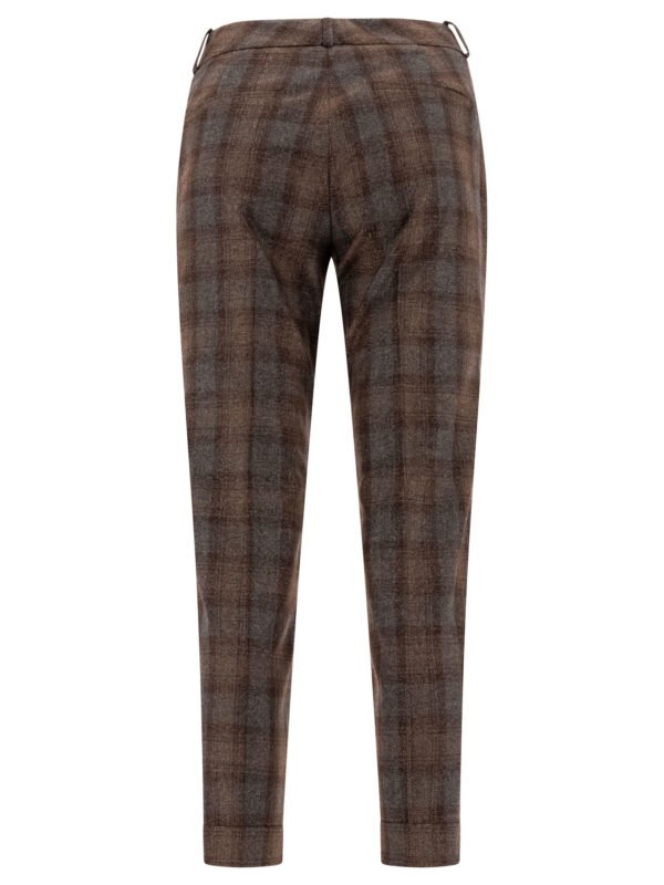 "Peserico" pantalon femme à carreaux marron en laine coupe regular - Image 2