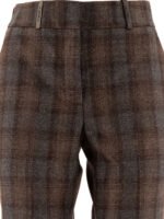 "Peserico" pantalon femme à carreaux marron en laine coupe regular - Image 3