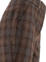 "Peserico" pantalon femme à carreaux marron en laine coupe regular - Image 4