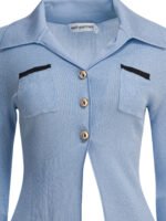 "Self-Portrait" Top femme bleu en viscose coupe standard – Image 3