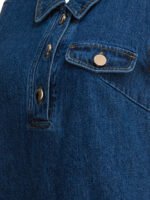 "Self-Portrait" Robe femme bleue en jean coupe standard – Image 4