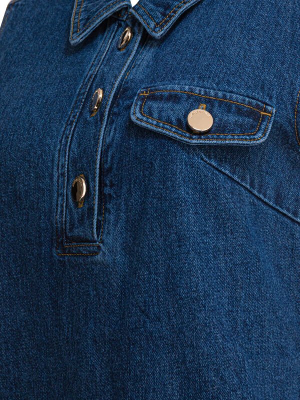 "Self-Portrait" Robe femme bleue en jean coupe standard – Image 4
