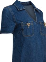 "Self-Portrait" Robe femme bleue en coton – Image 4