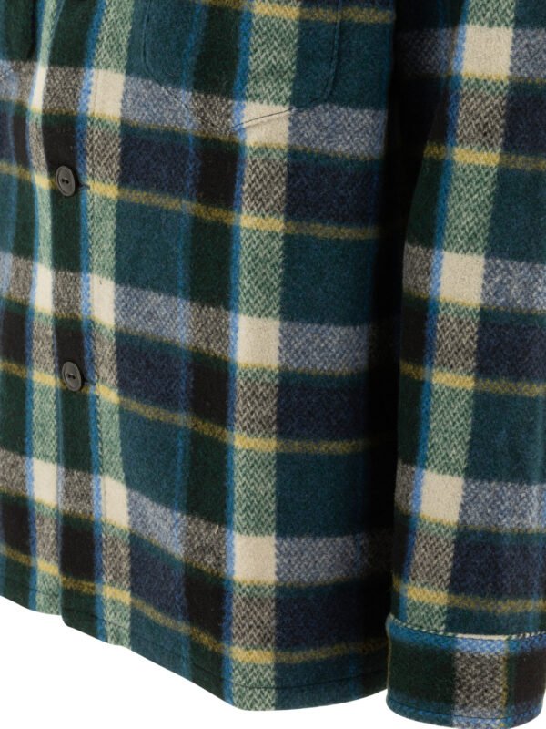 "South2 West8" chemise Smokey en laine melton verte pour homme – Image 4