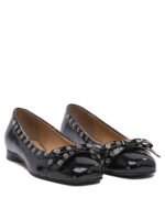 "Ganni" ballerines femme noires à nœud ajouré en coton recyclé et polyuréthane – Image 2