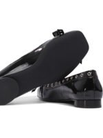 "Ganni" ballerines femme noires à nœud ajouré en coton recyclé et polyuréthane – Image 5