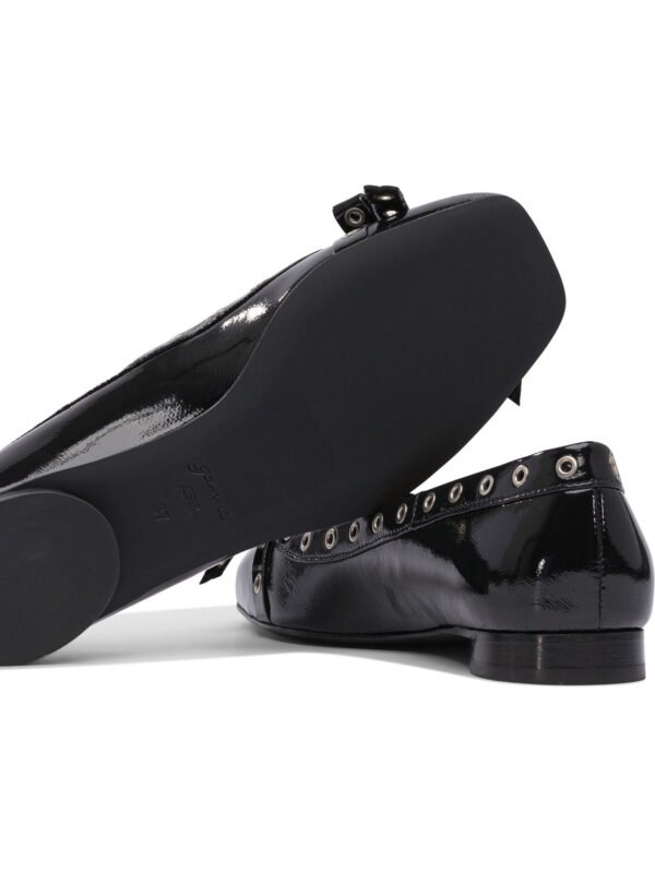 "Ganni" ballerines femme noires à nœud ajouré en coton recyclé et polyuréthane – Image 5