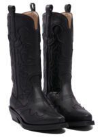 "Ganni" bottes western femme noires brodées en polyuréthane – Image 2