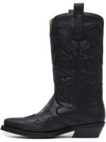 "Ganni" bottes western femme noires brodées en polyuréthane – Image 3