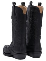 "Ganni" bottes western femme noires brodées en polyuréthane – Image 4