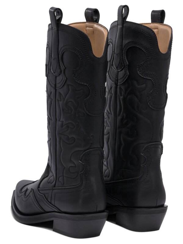 "Ganni" bottes western femme noires brodées en polyuréthane – Image 4