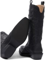 "Ganni" bottes western femme noires brodées en polyuréthane – Image 5
