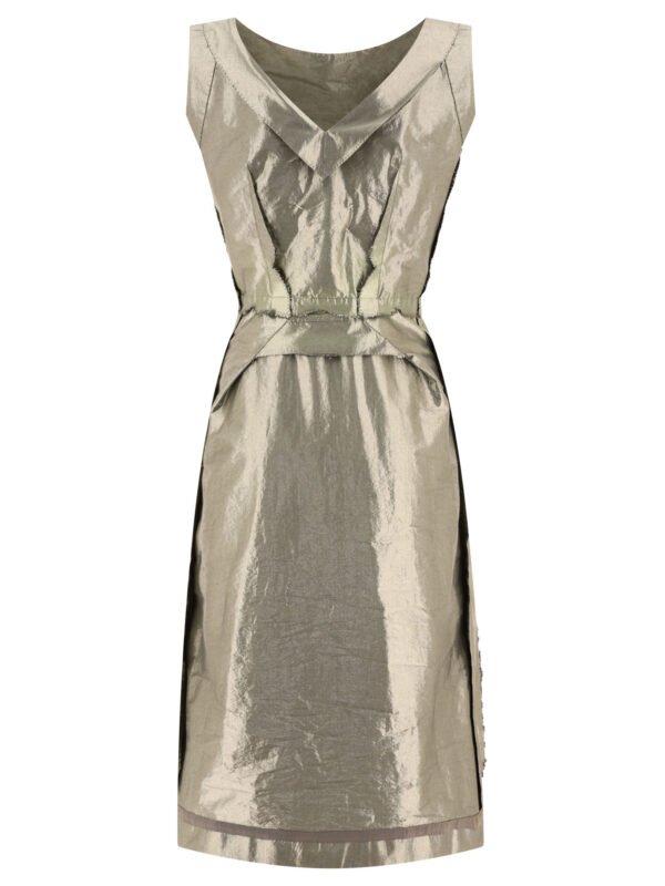 "Maison Margiela" Robe femme dorée en coton et polyester coupe regular – Image 2