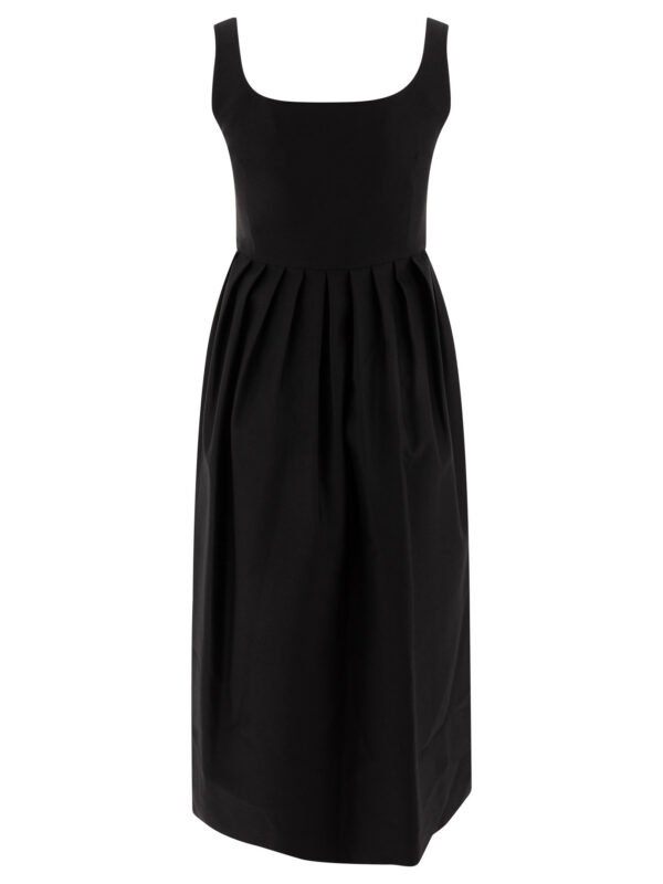 "Sandbeige" Robe femme noire en laine coupe fluide – Image 2
