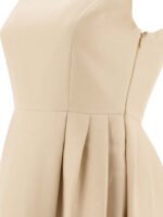 "Sandbeige" Robe femme jaune en laine et soie coupe droite – Image 4