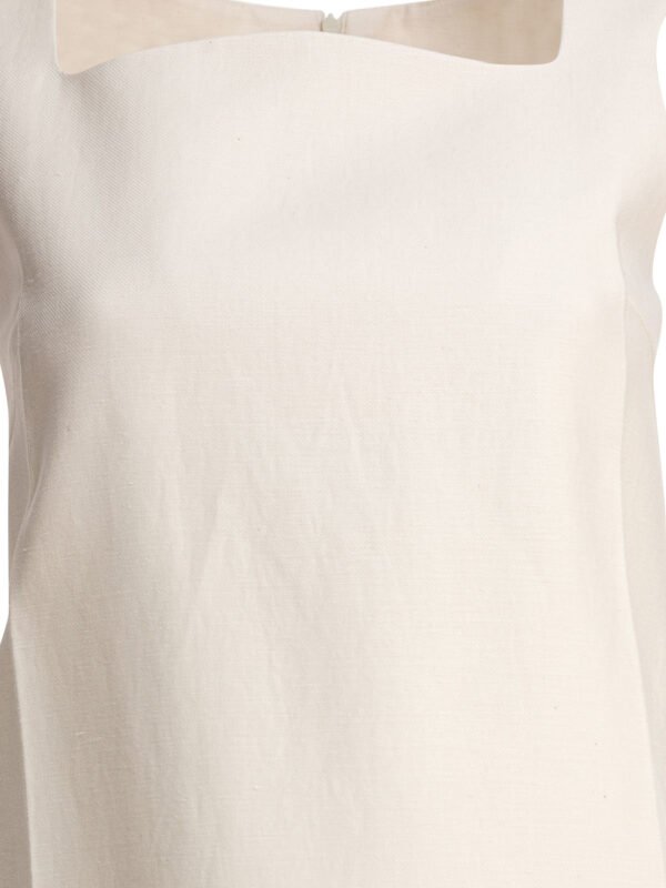 "Sandbeige" robe blanche en coton et lin pour femme – Image 3